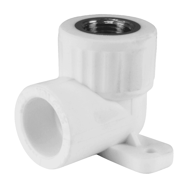 Угольник PP-R комбинированный белый ВР Дн 20х1/2" с креплением VALFEX 10120020