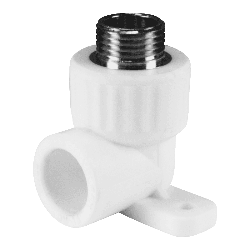 Угольник PP-R комбинированный белый НР Дн 20х1/2" с креплением VALFEX 10121020