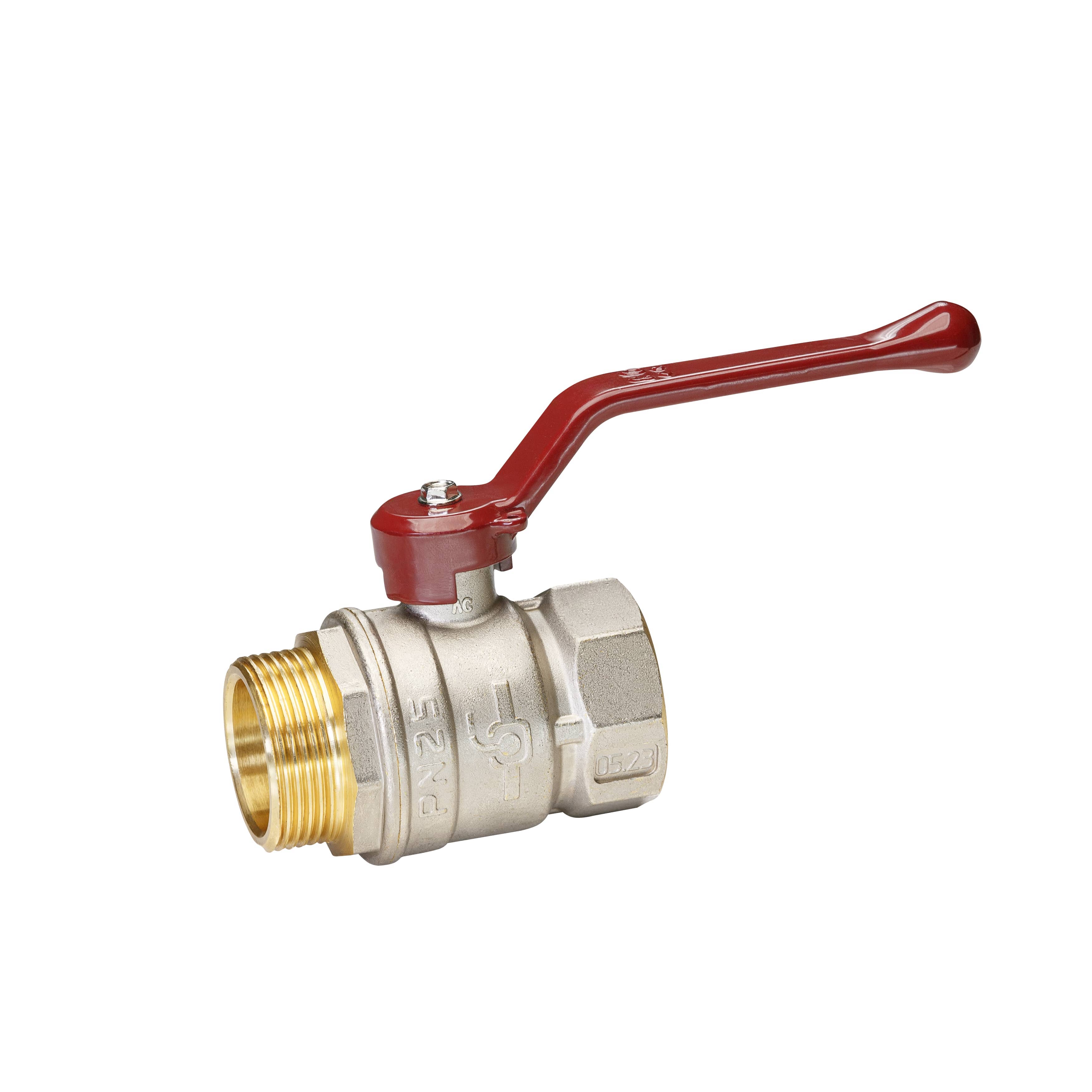 Кран шаровой латунный никель Temper Ду 32 (1.1/4”) PN25, ВН/НР, рычаг 8832ВНР11425