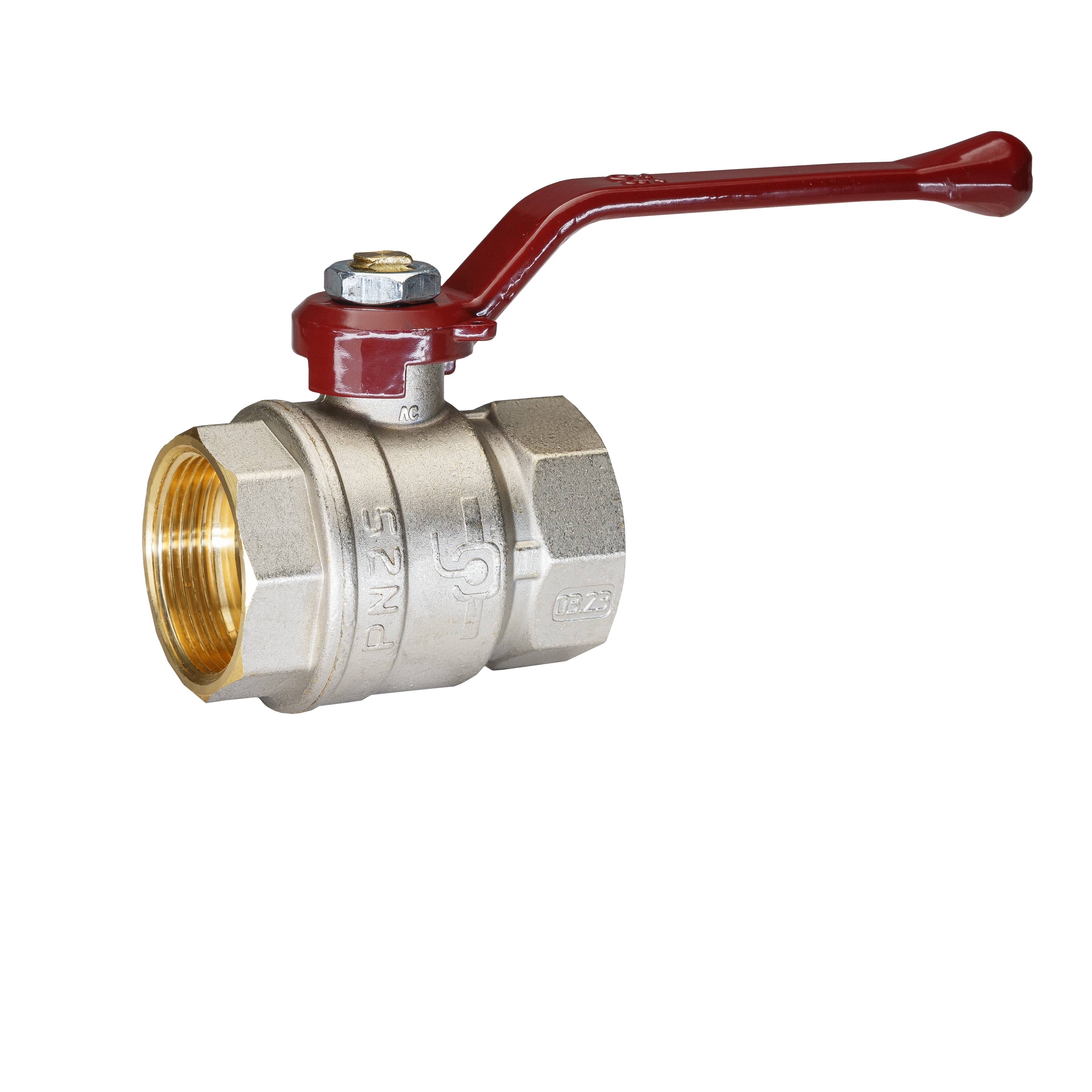 Кран шаровой латунный никель Temper Ду 40 (1 1/2”) PN25, ВН/ВН, рычаг 8840ВВР11225