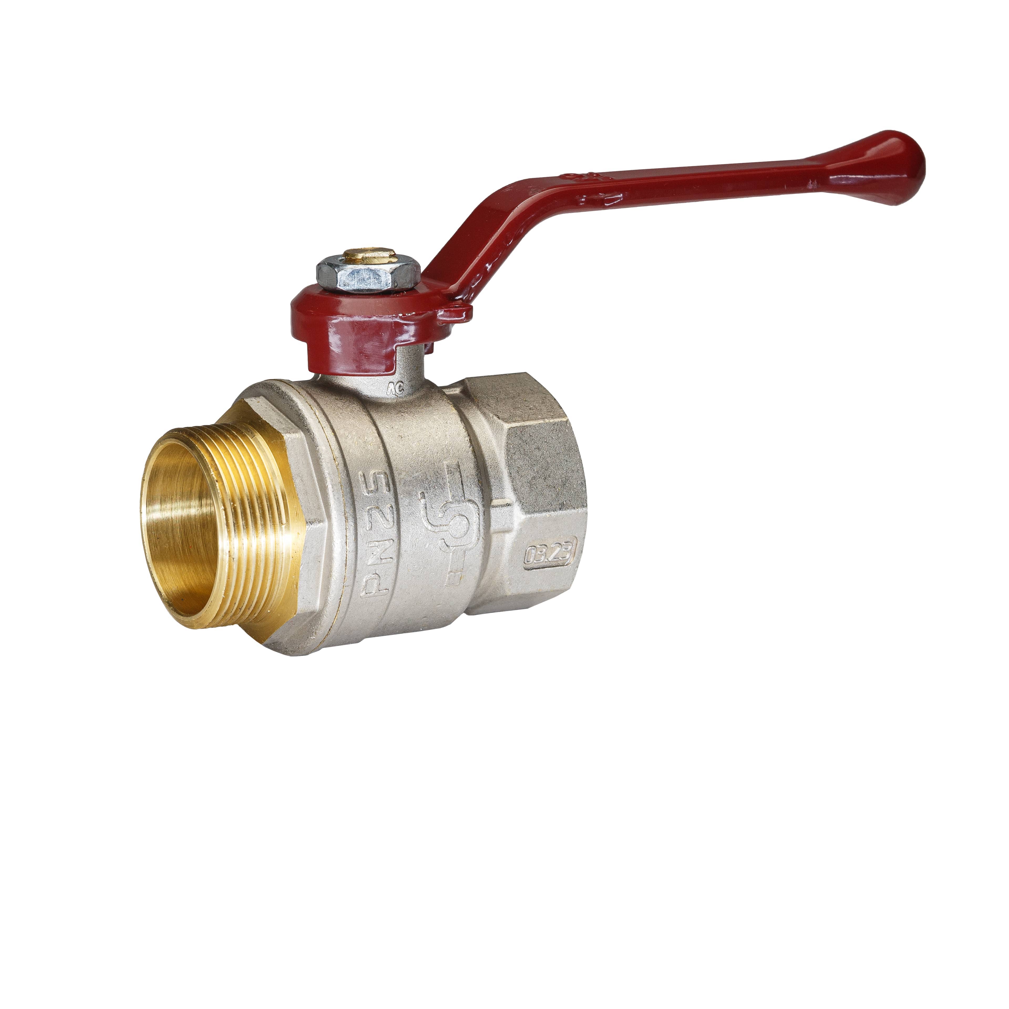 Кран шаровой латунный никель Temper Ду 40 (1.1/2”) PN25, ВН/НР, рычаг 8840ВНР11225