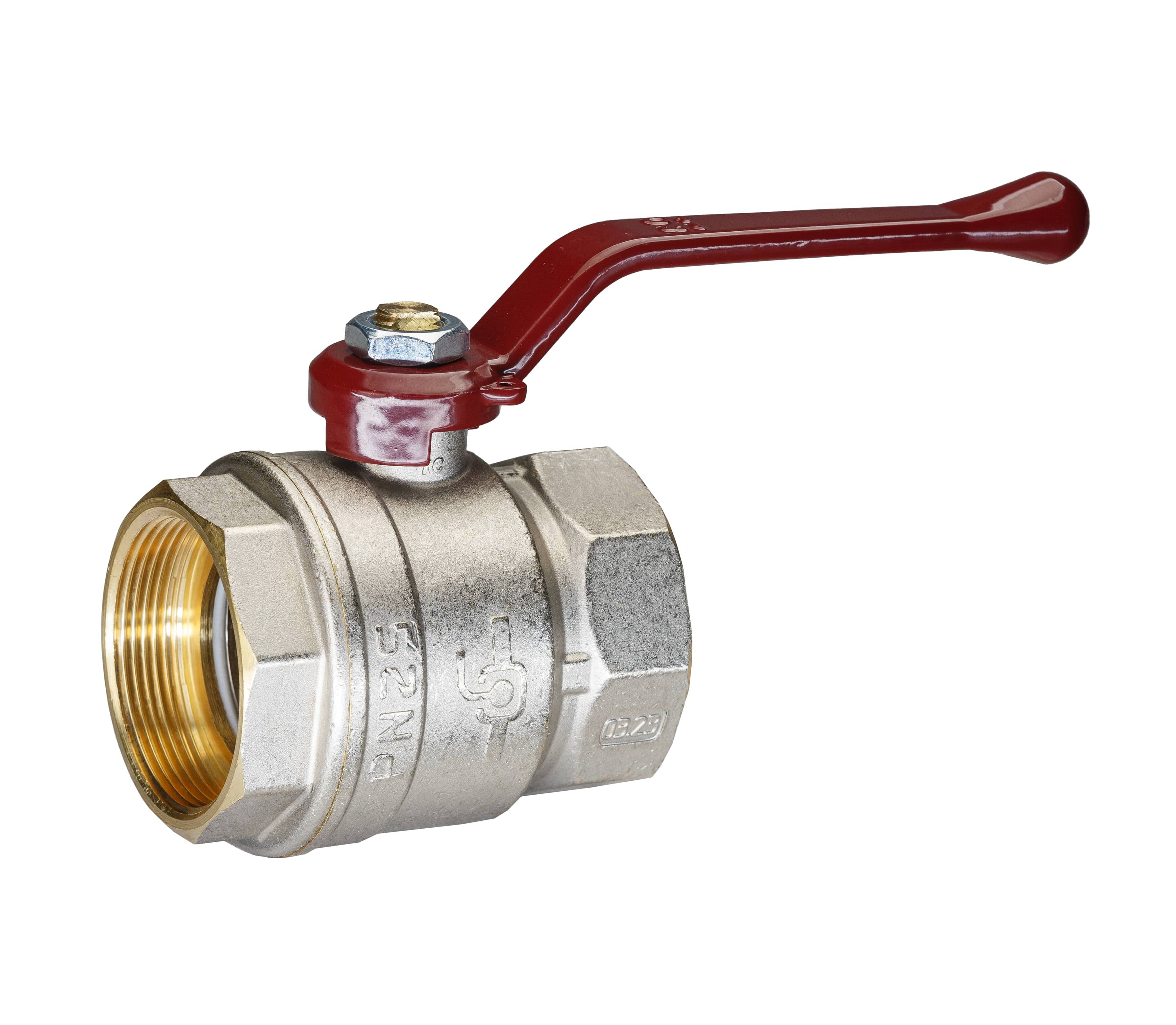 Кран шаровой латунный никель Temper Ду 50 (2”) PN25, ВН/ВН, рычаг 8850ВВР225