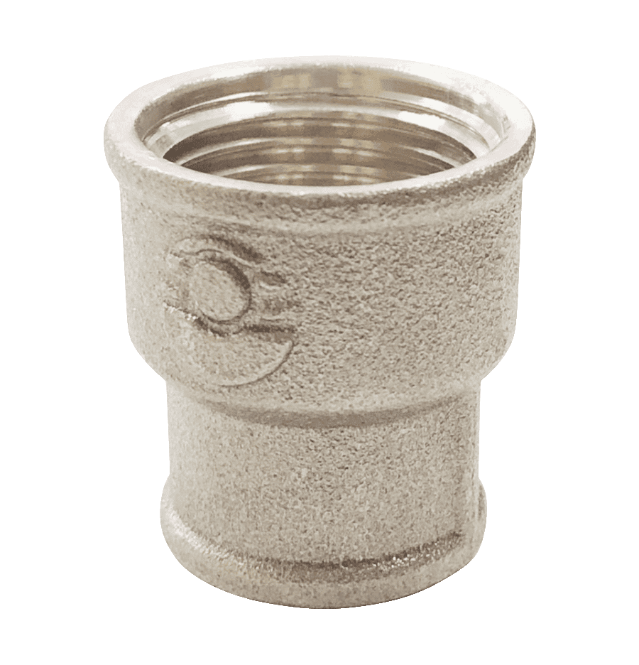 Муфта латунь никель переходная Ду 20х15 (3/4"х1/2") ВР/ВР Valfex VF.240.N.034.012