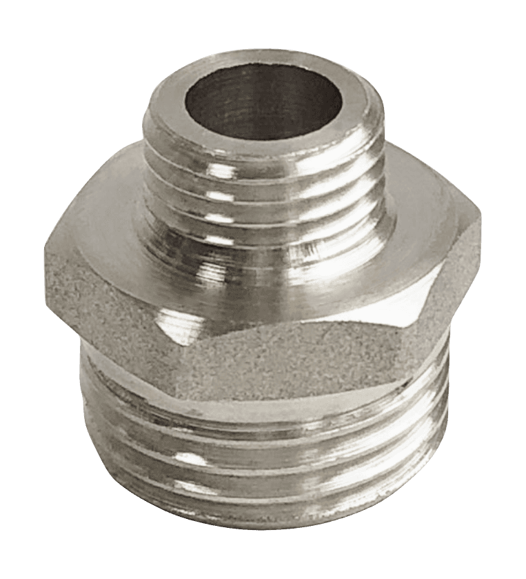 Ниппель латунь никель переходной Ду 10х8 (3/8"х1/4") НР Valfex VF.580.N.038.014