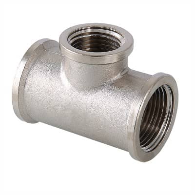 Тройник латунь никель переходной Ду 20х15х20 (3/4"х1/2"х3/4") ВР VALFEX VF.750.N.034.012.034