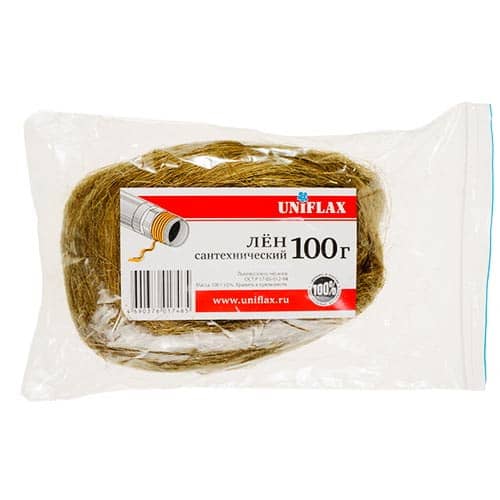 Лен сантехнический в пакете 100г. UNIFLAX (светлый, чесаный)