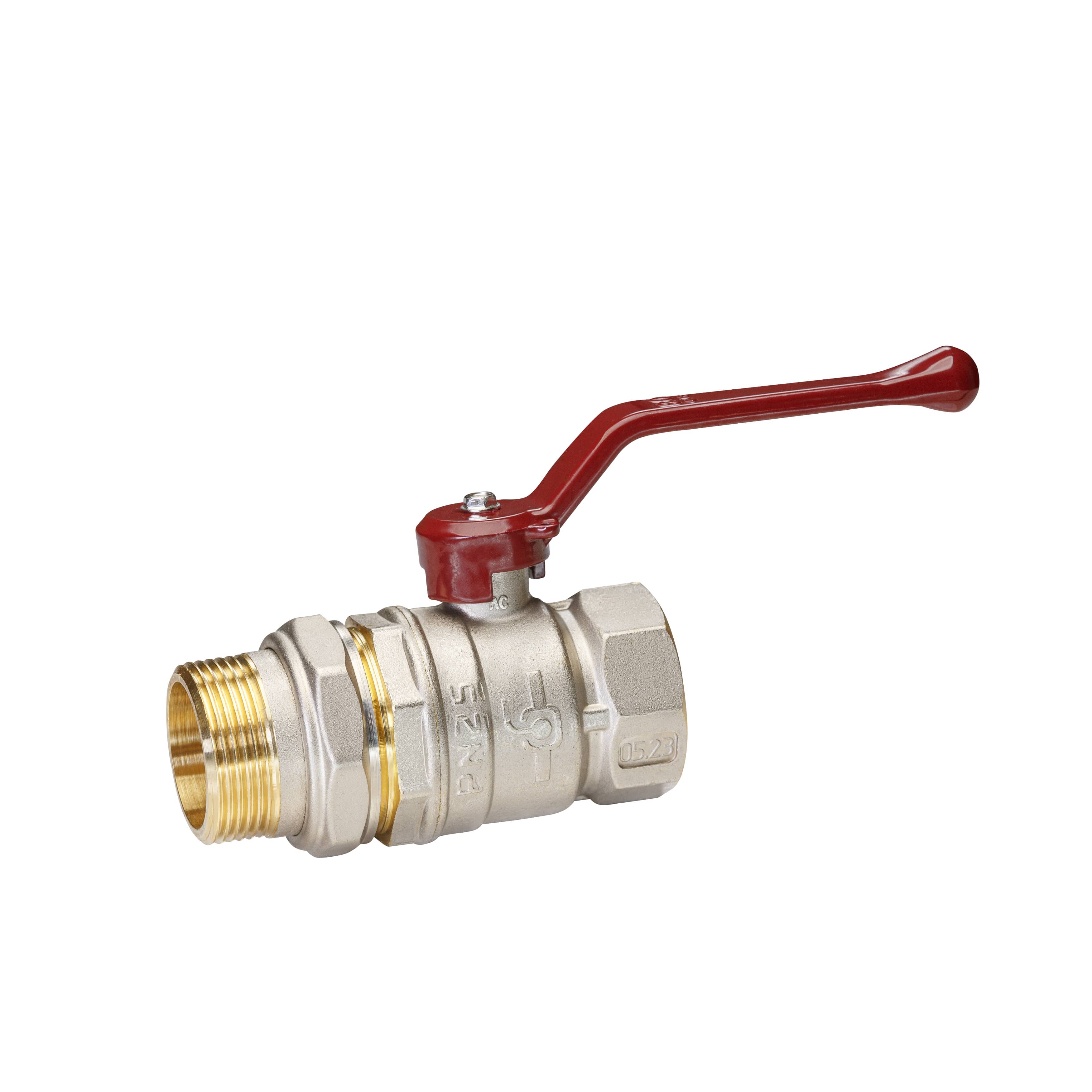 Кран шаровой латунный никель Temper Ду 32 (1 1/4”) PN25, ВР/НР американка, рычаг 8832ВАР11425